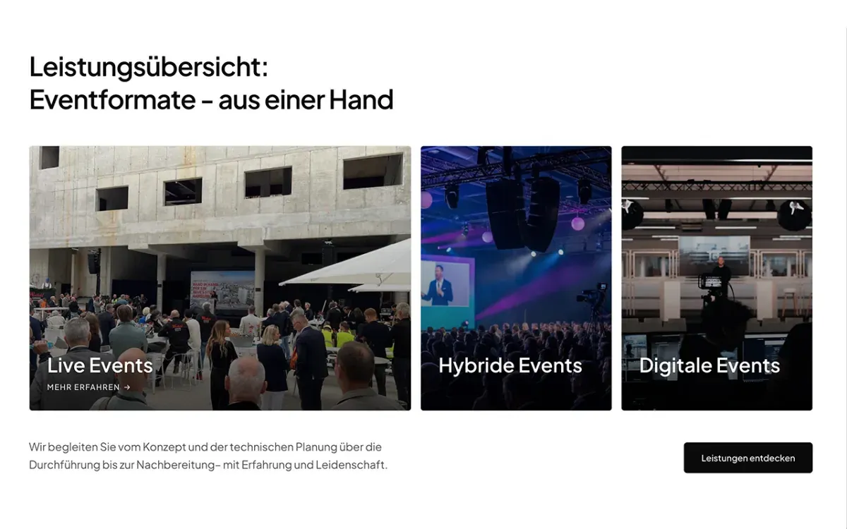 Leistungsübersicht — Eventformate