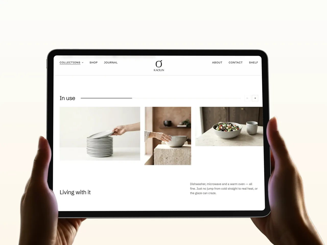 Die Journal-Strecke „In use" im gehaltenen iPad
